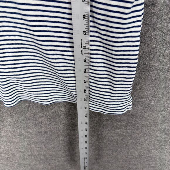 Quacker Factory T-Shirt Women M Medium White Striped Embroidered Short Sleeve - Picture 6 of 7